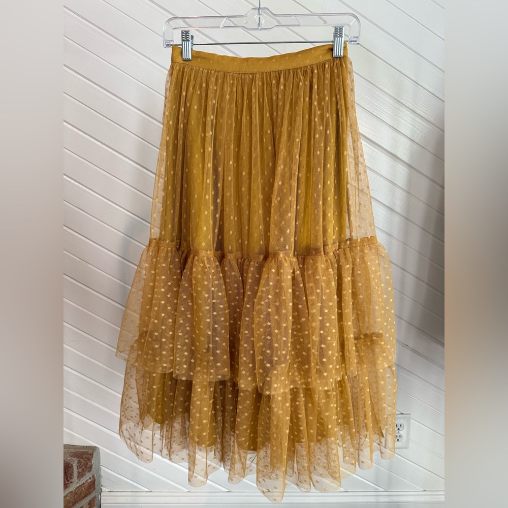 Girls Size 8 Mustard Yellow Tiered Maxi Skirt